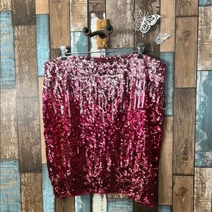 Century star Sequin Skirt in Red and Pink Stretch